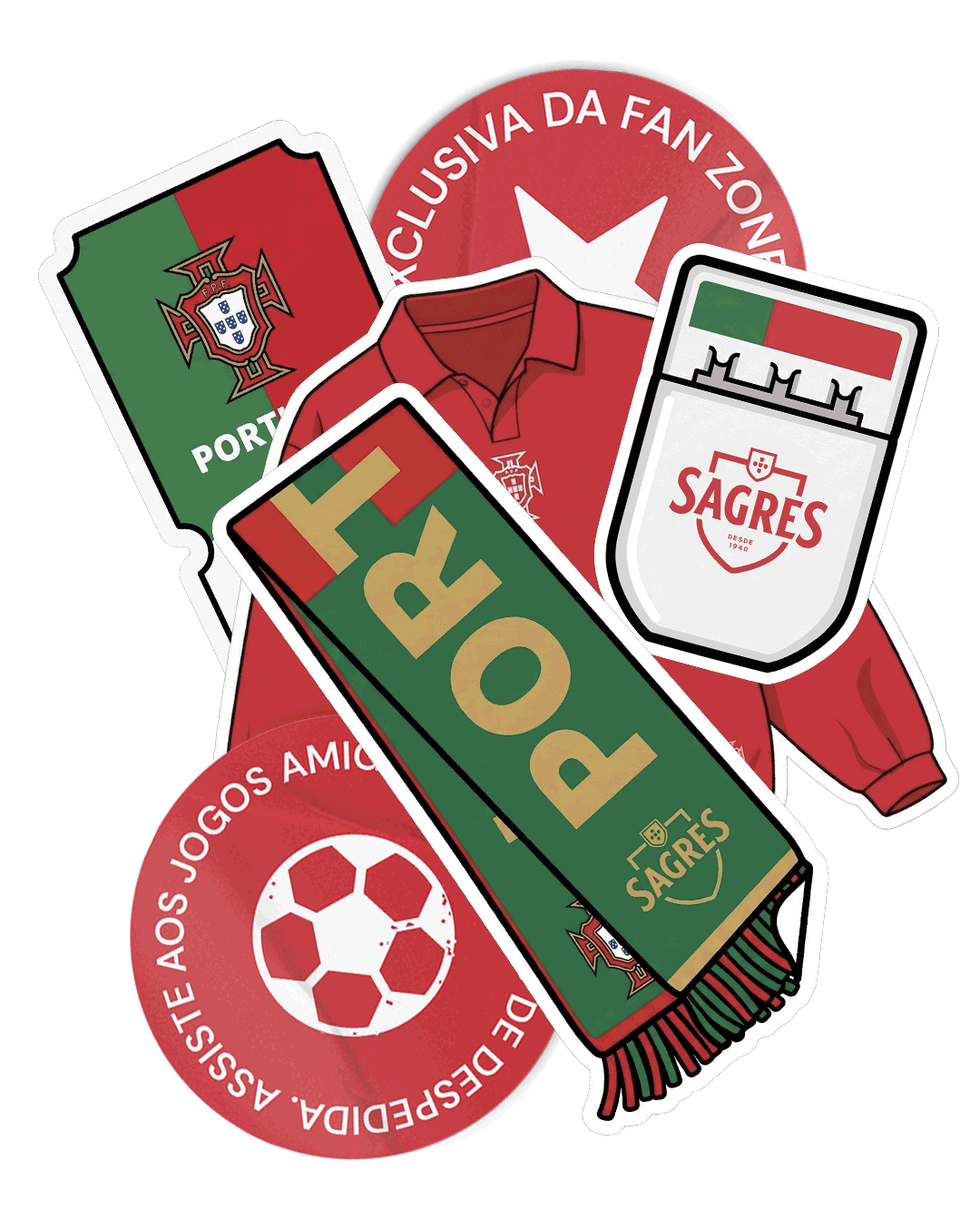 Animação Sagres x Seleção - cachecol, bilhete, camisola e selos
